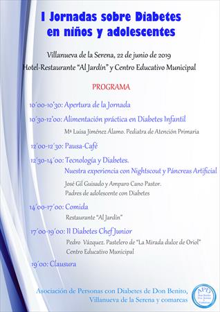 ACTIVIDADES DE NUESTRAS ASOCIACIONES: I JORNADAS SOBRE DIABETES EN NIÑOS Y ADOLESCENTES EN VILLANUEVA DE LA SERENA